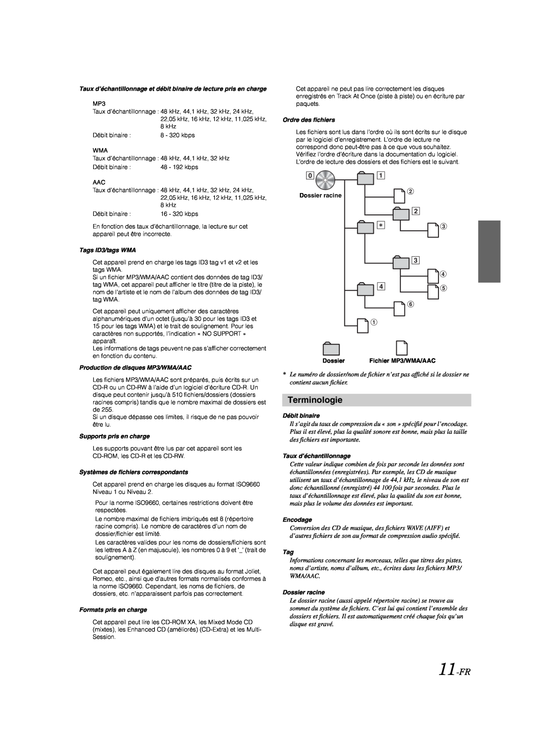 Alpine CDE-9873 owner manual Terminologie, 11-FR 