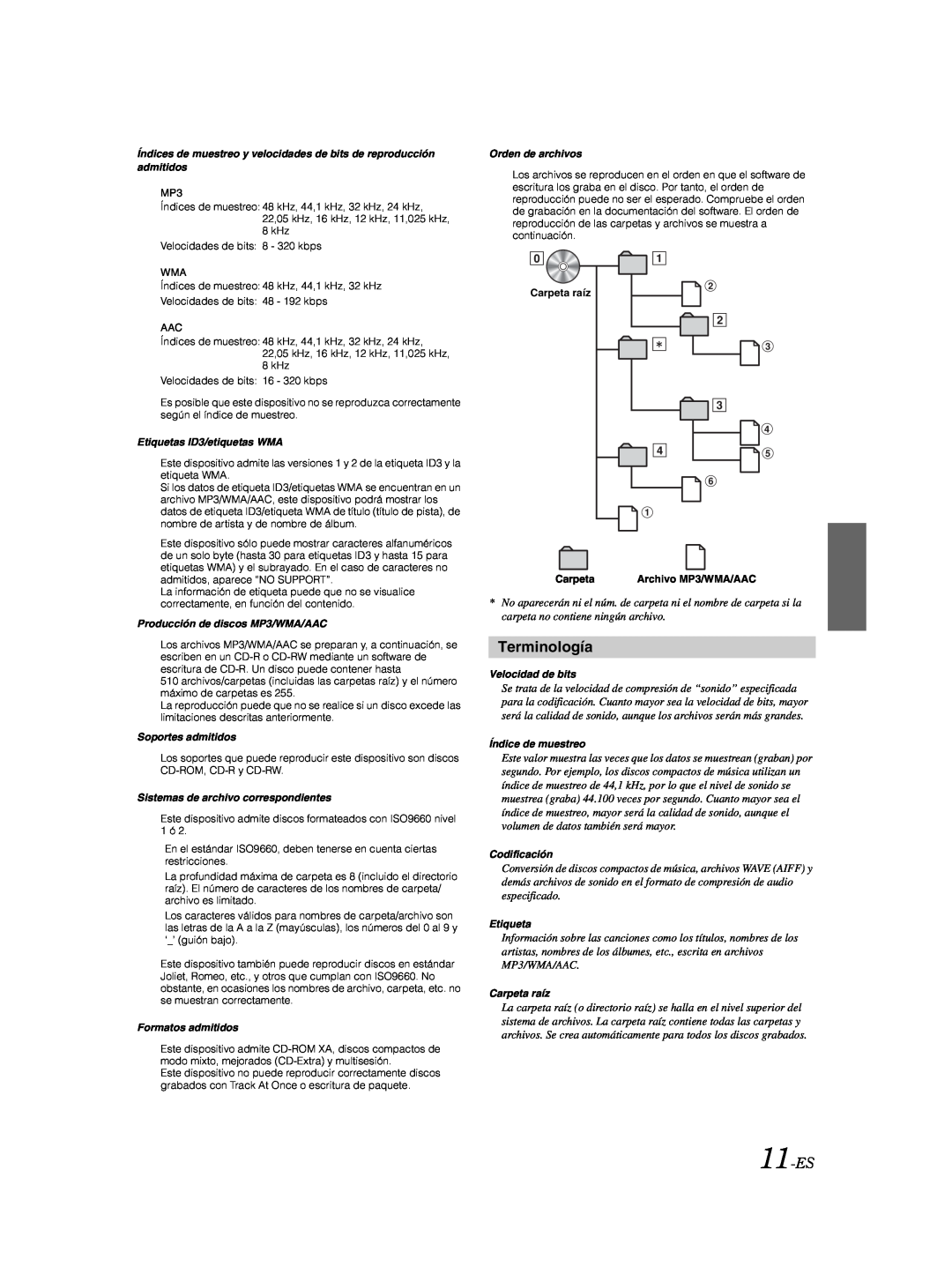 Alpine CDE-9873 owner manual Terminología, 11-ES 