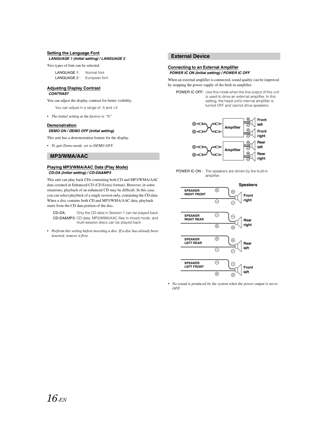 Alpine CDE-9881 owner manual External Device, 16-EN 