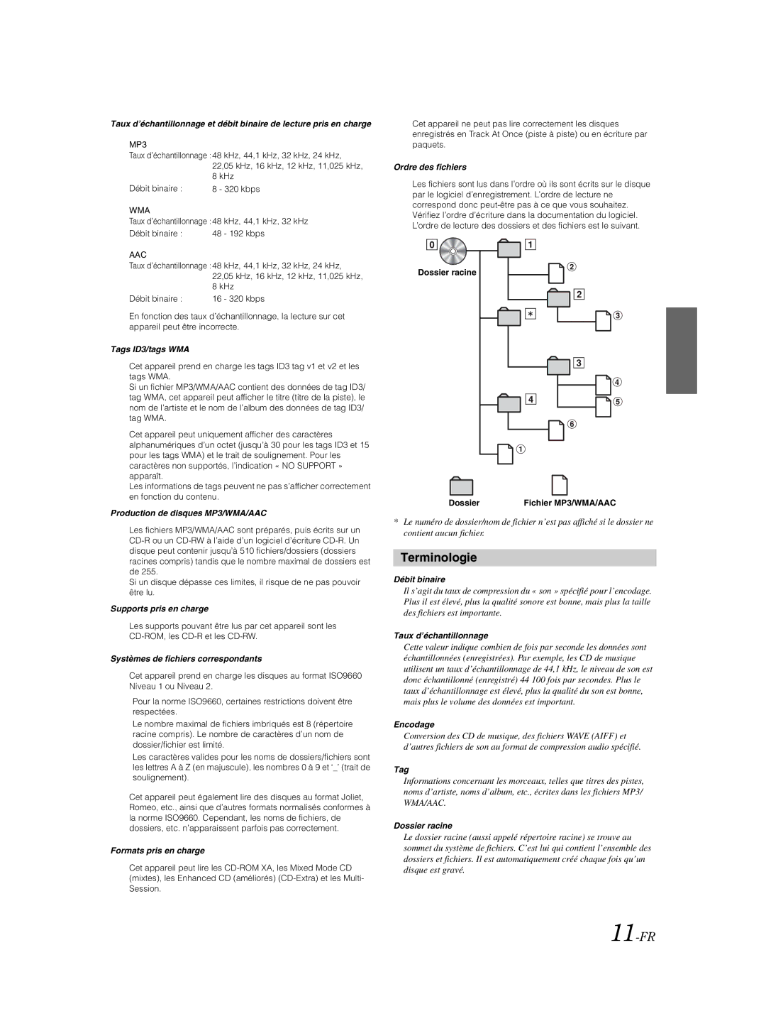 Alpine CDE-9881 owner manual Terminologie, 11-FR 