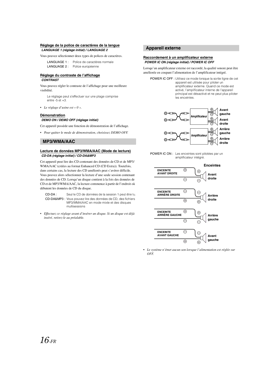 Alpine CDE-9881 owner manual Appareil externe, 16-FR 