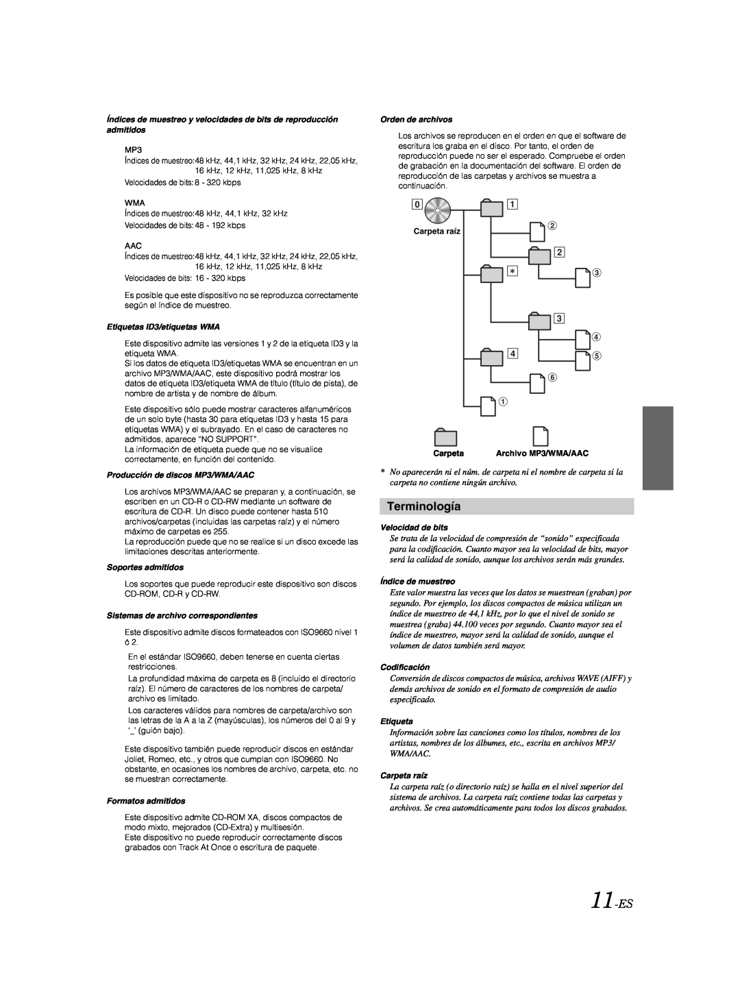 Alpine CDE-9881 owner manual Terminología, 11-ES 