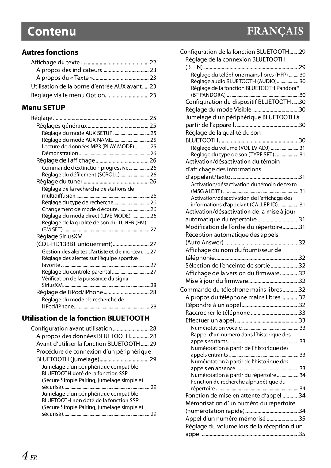 Alpine CDE-HD138BT/CDE-HD137BT Réglage de la qualité de son du Tuner FM, Réglage des alertes sur l’équipe sportive 