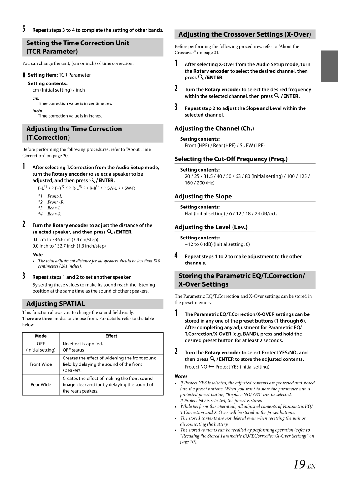 Alpine CDE-HD149BT owner manual Setting the Time Correction Unit TCR Parameter, Adjusting the Time Correction T.Correction 