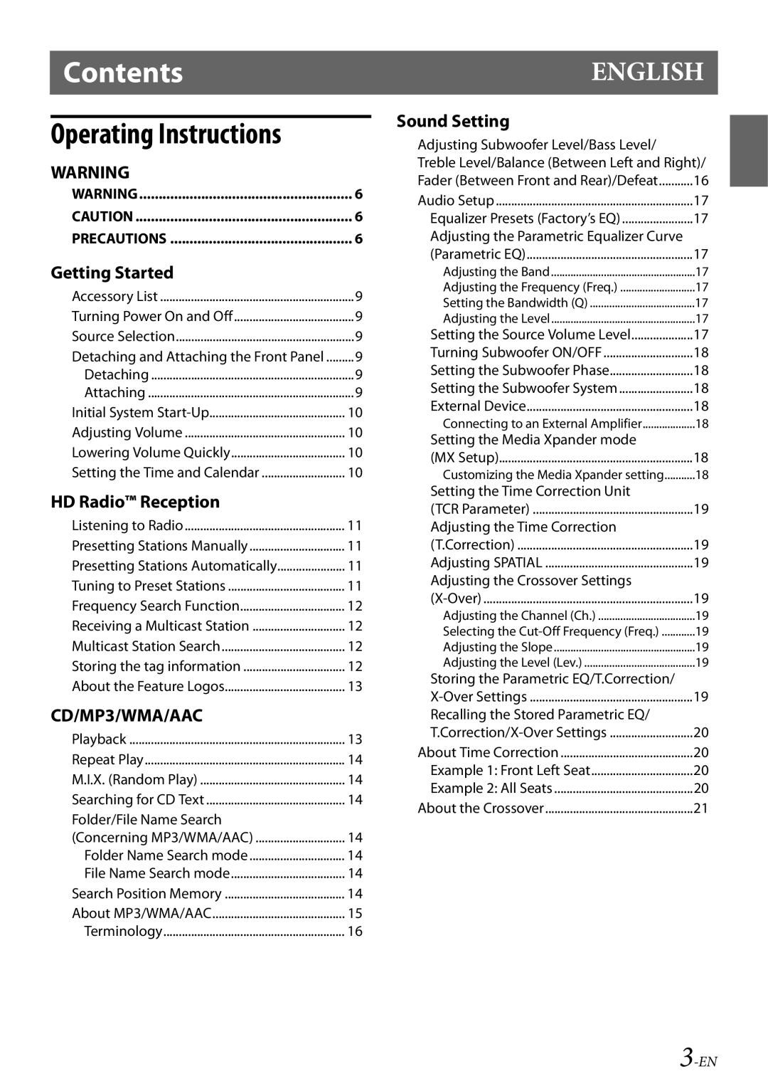 Alpine CDE-HD149BT owner manual Contents 