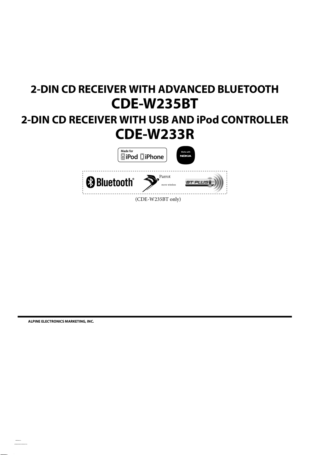 Alpine CDE-W235BT, CDE-W233R owner manual 