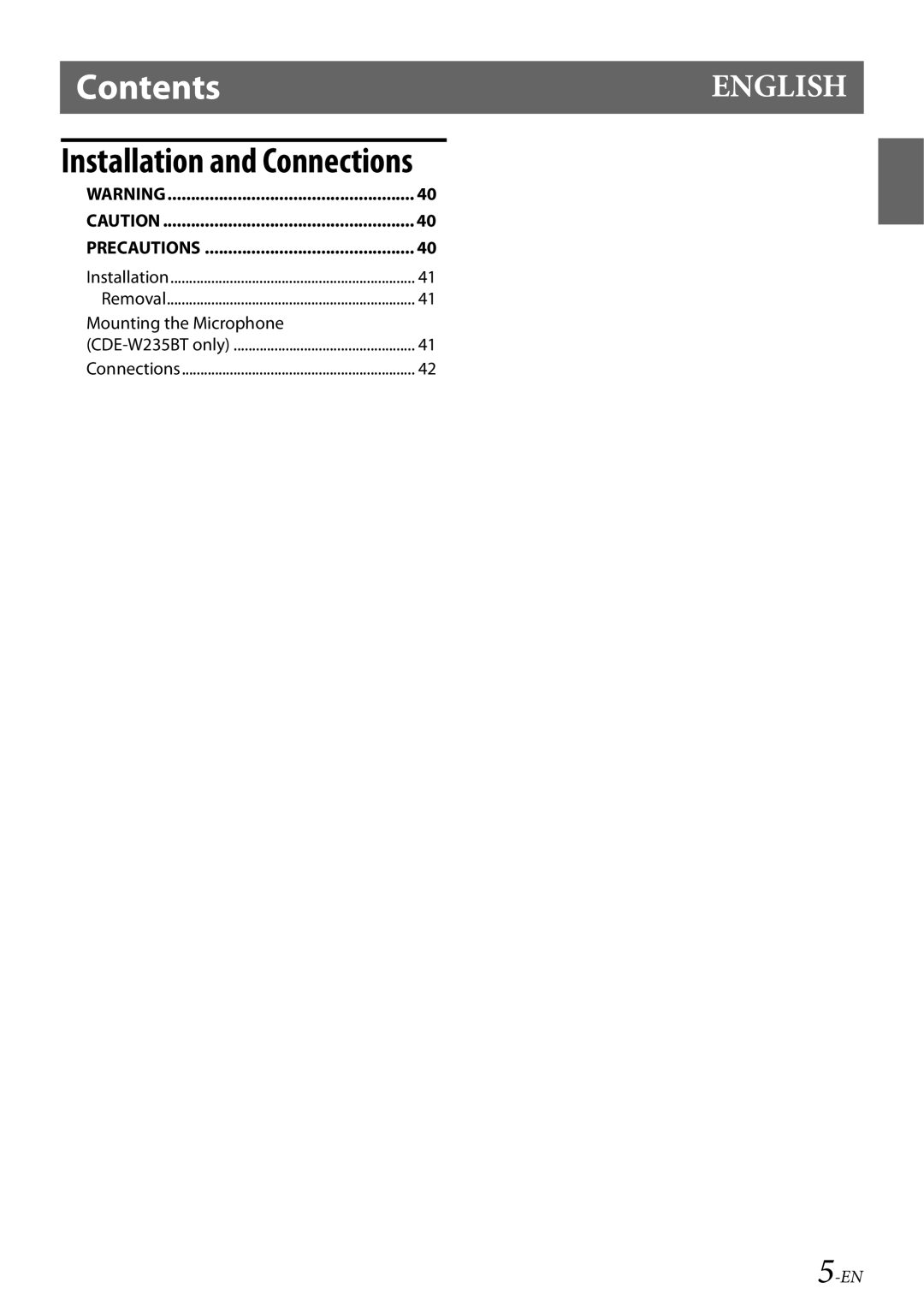 Alpine CDE-W233R owner manual Installation and Connections, CDE-W235BT only 