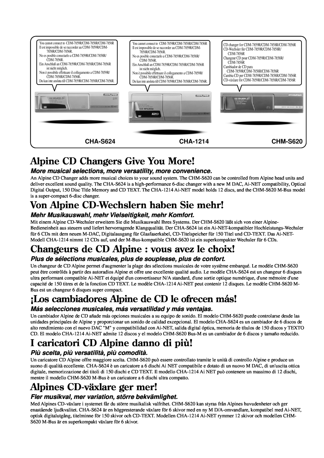 Alpine CDM-7856R Alpine CD Changers Give You More, Von Alpine CD-Wechslernhaben Sie mehr, Alpines CD-växlareger mer 