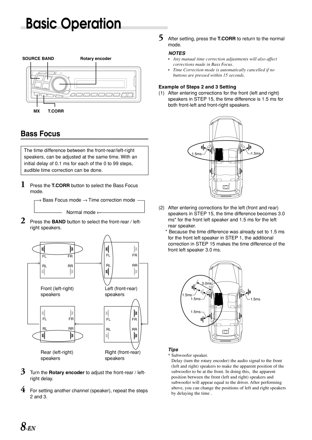 Alpine CDM-7892R owner manual Bass Focus, Example of Steps 2 and 3 Setting 