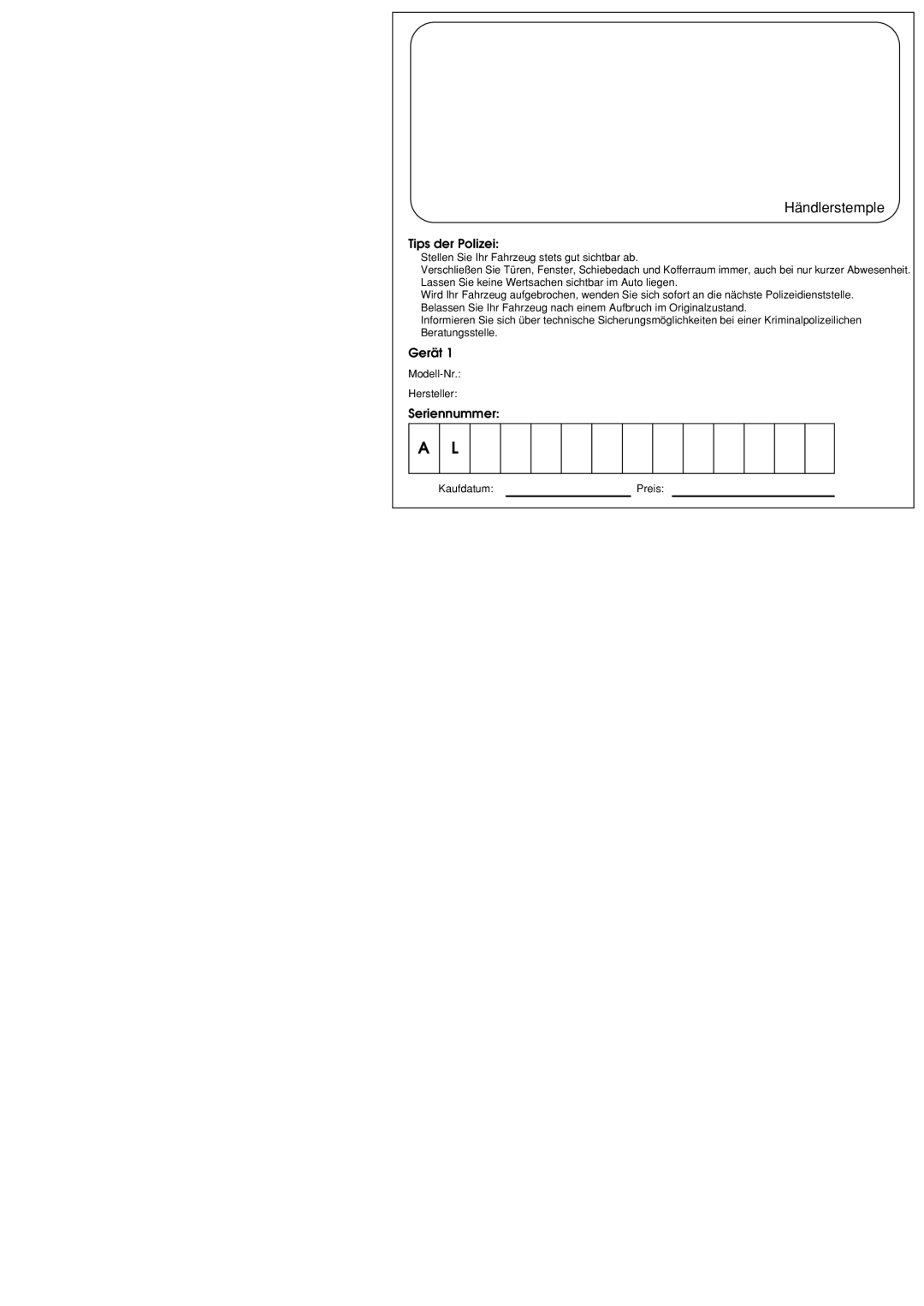 Alpine CDM-7892R owner manual Händlerstemple 