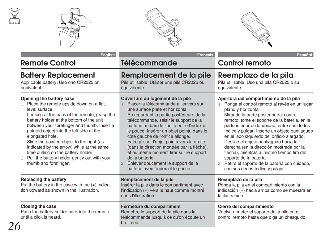 Alpine CHM-S653RF owner manual Replacing the battery 