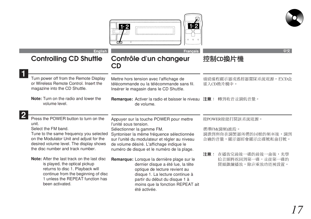 Alpine CHM-S655 owner manual Controlling CD Shuttle Contrôle dun changeur 