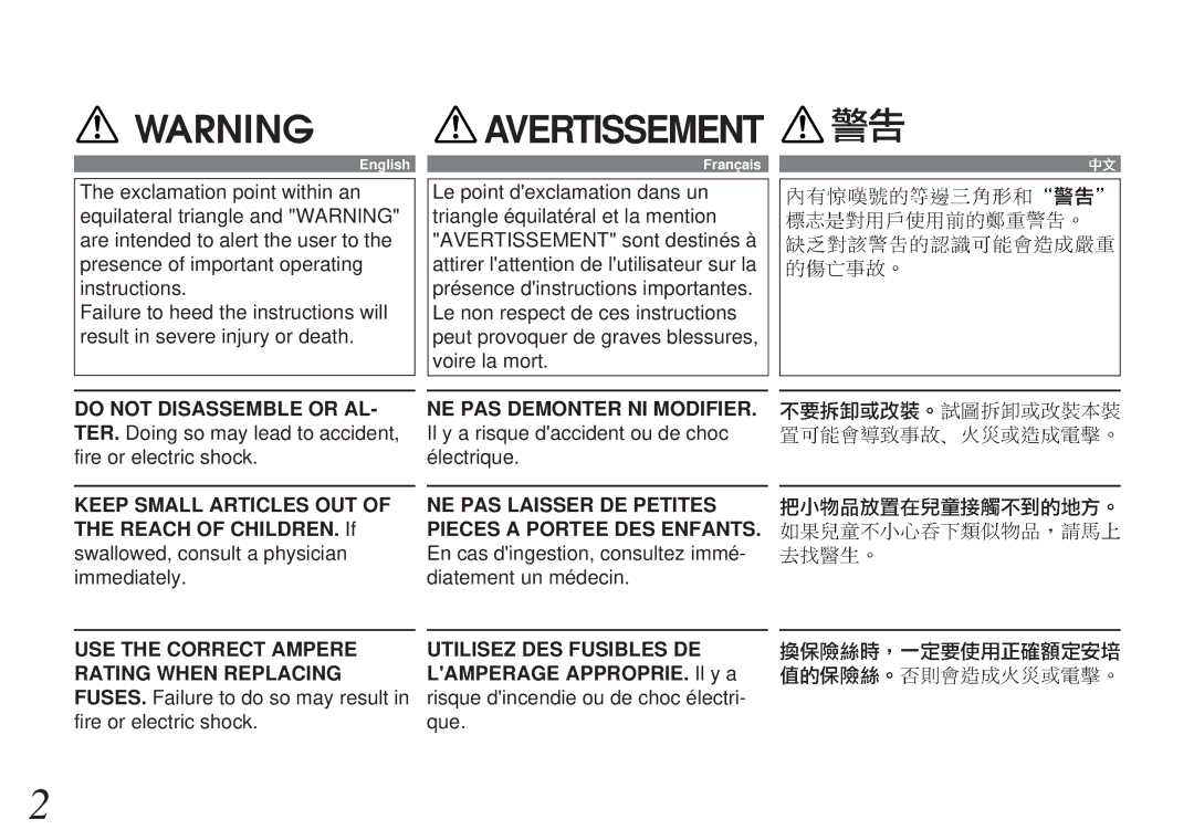 Alpine CHM-S655 owner manual Avertissement 