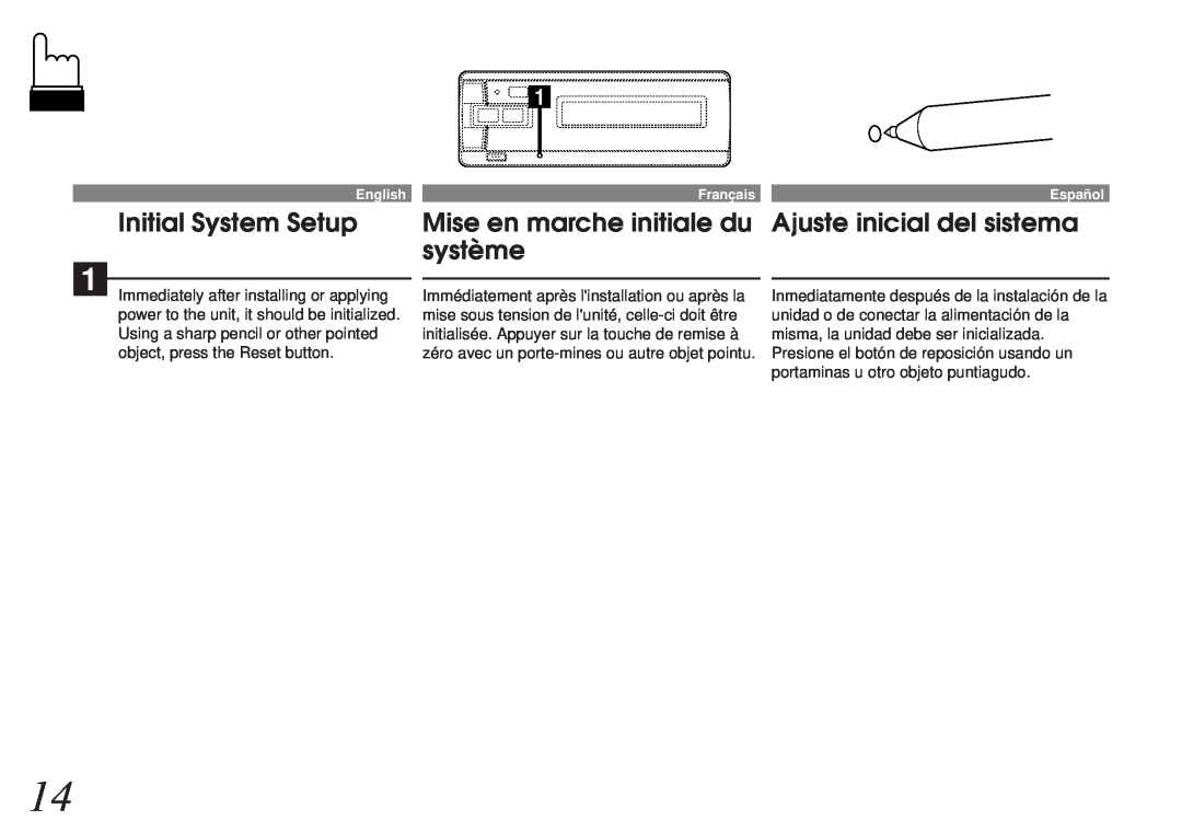 Alpine CHM-S665RF owner manual Initial System Setup, Mise en marche initiale du système, Ajuste inicial del sistema 