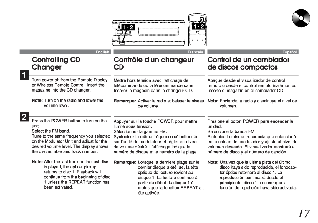 Alpine CHM-S665RF owner manual Controlling CD, Contrôle dun changeur, Control de un cambiador, Changer, de discos compactos 