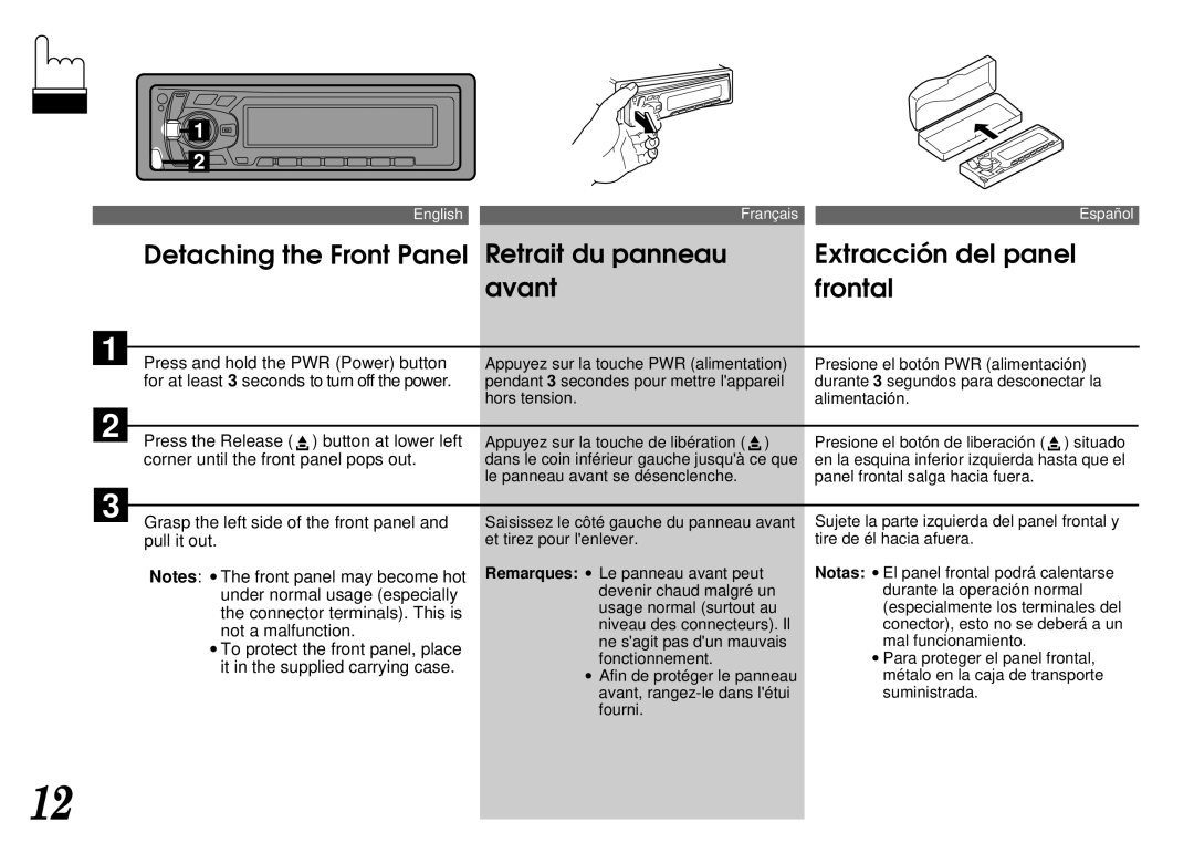 Alpine CTA-1505R, CTA-1502R owner manual Appuyez sur la touche de libération 