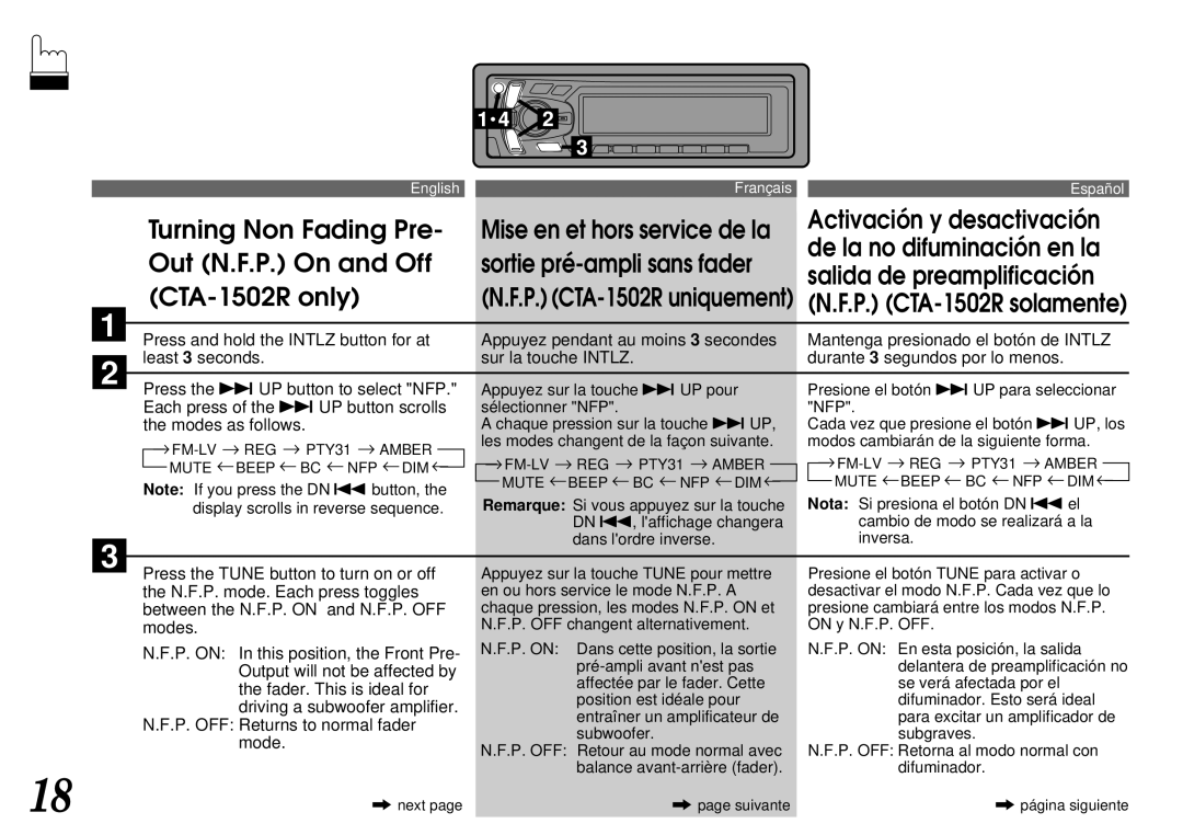 Alpine CTA-1505R, CTA-1502R owner manual Turning Non Fading Pre 