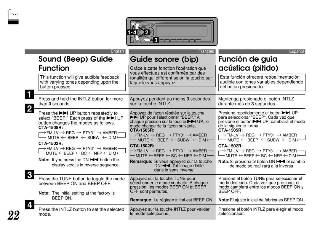 Alpine CTA-1505R owner manual Grâce à cette fonction lopération que, CTA-1502R 