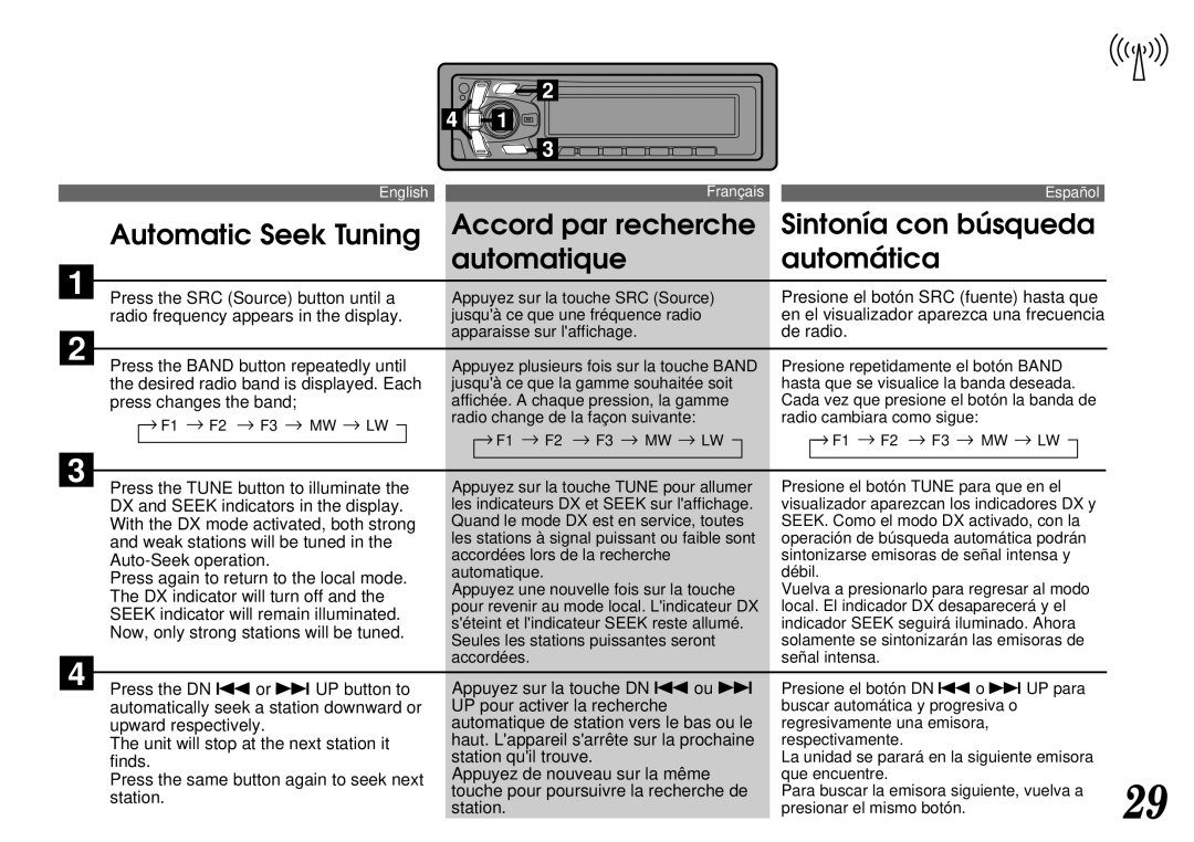 Alpine CTA-1502R, CTA-1505R owner manual Radio change de la façon suivante Radio cambiara como sigue 