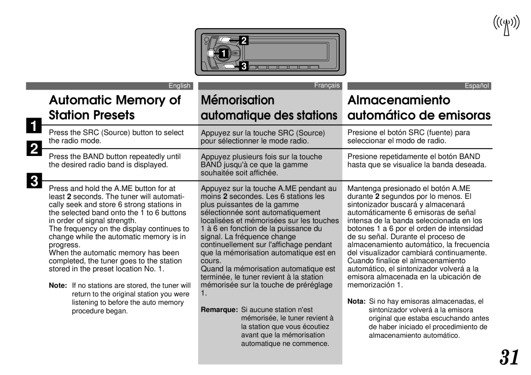 Alpine CTA-1502R, CTA-1505R owner manual Automatic Memory, Automático de emisoras 