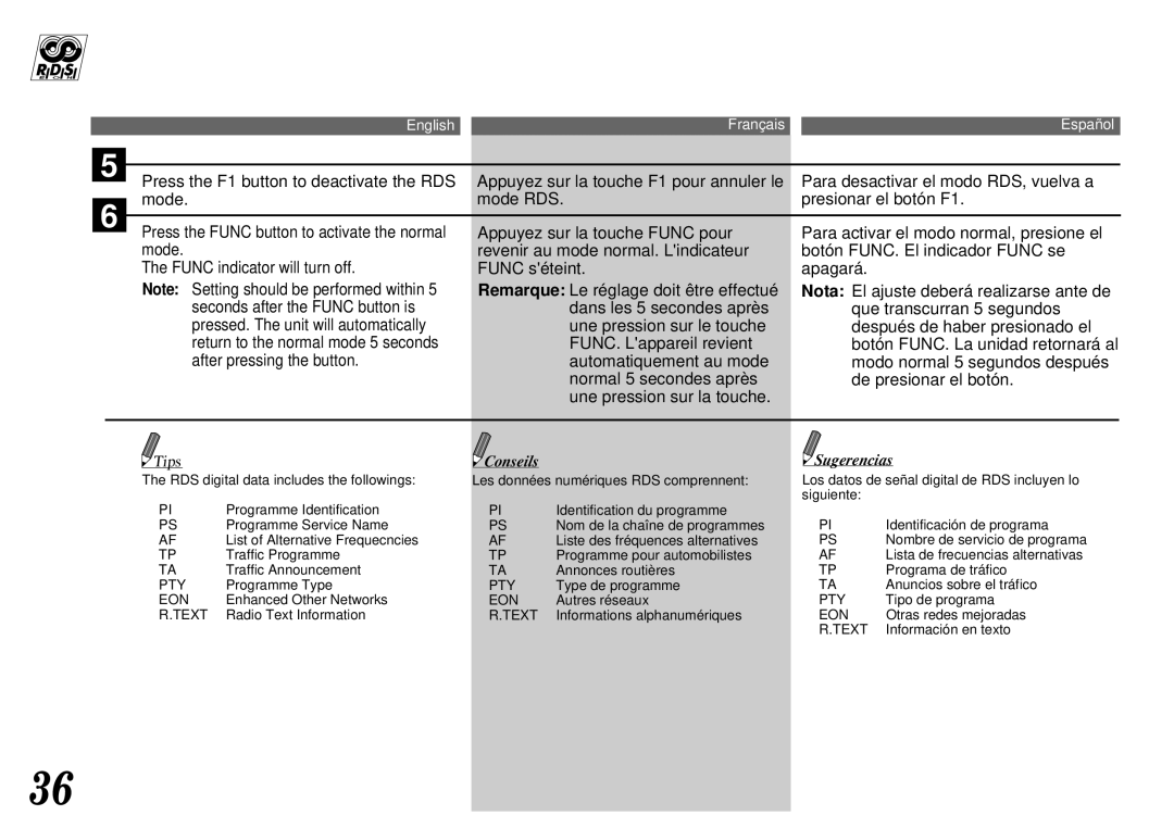 Alpine CTA-1505R, CTA-1502R owner manual Dans les 5 secondes après Que transcurran 5 segundos 