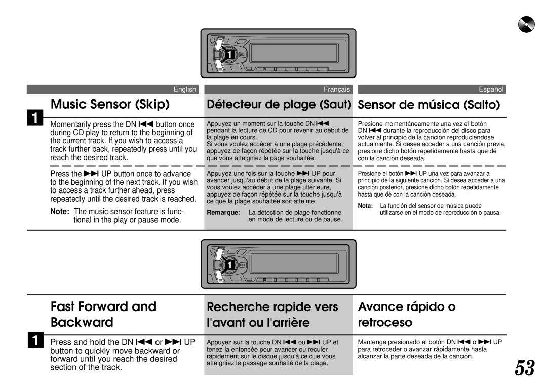 Alpine CTA-1502R, CTA-1505R owner manual Fast Forward, Backward 