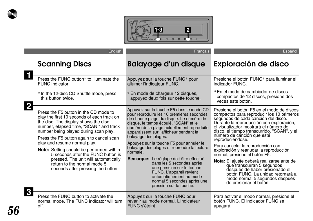 Alpine CTA-1505R, CTA-1502R owner manual Scanning Discs Balayage dun disque Exploración de disco 