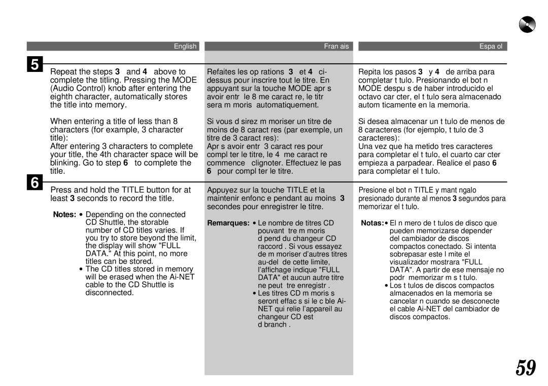 Alpine CTA-1502R, CTA-1505R owner manual English Français Español 