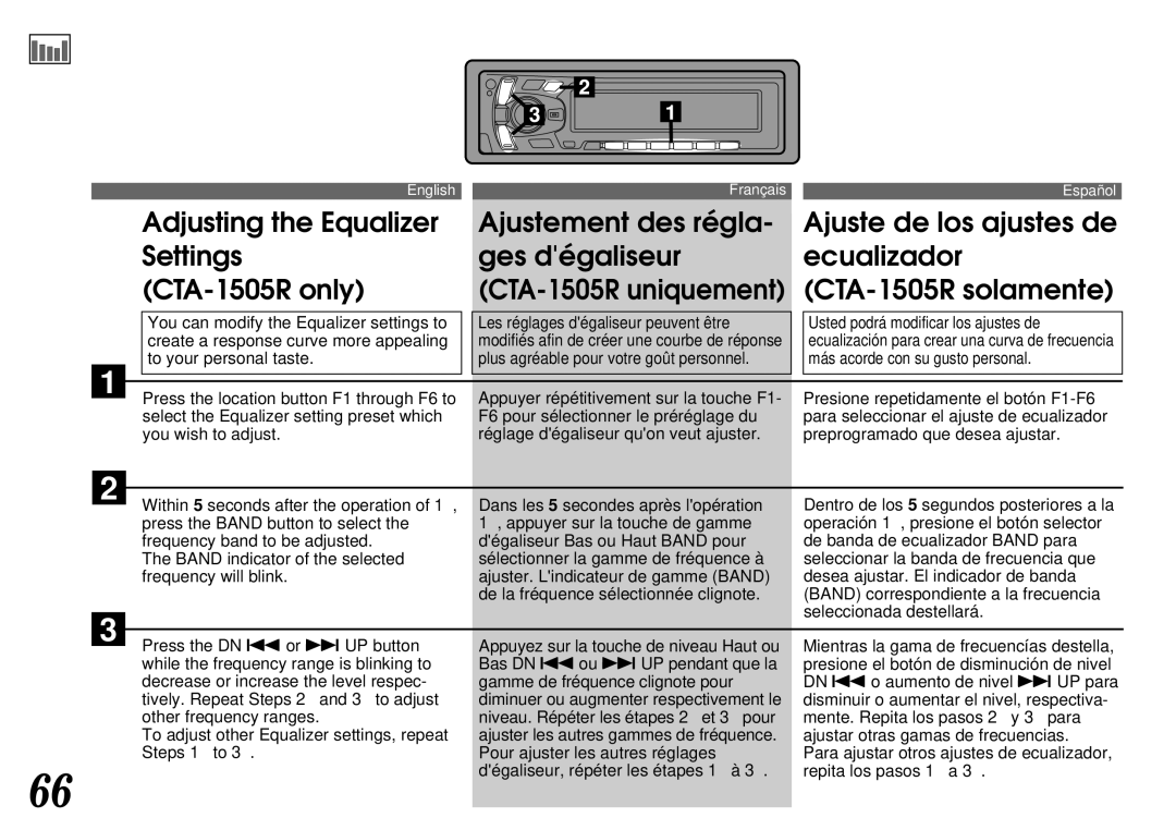 Alpine CTA-1505R You can modify the Equalizer settings to, Create a response curve more appealing, To your personal taste 