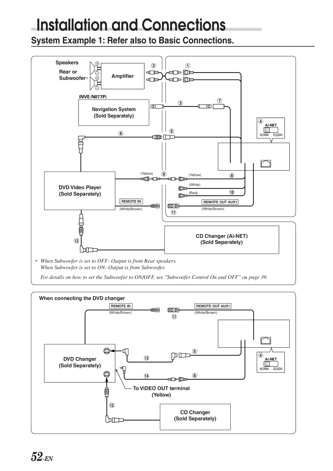 Alpine CVA-1003R owner manual System Example 1 Refer also to Basic Connections, Amplifier 