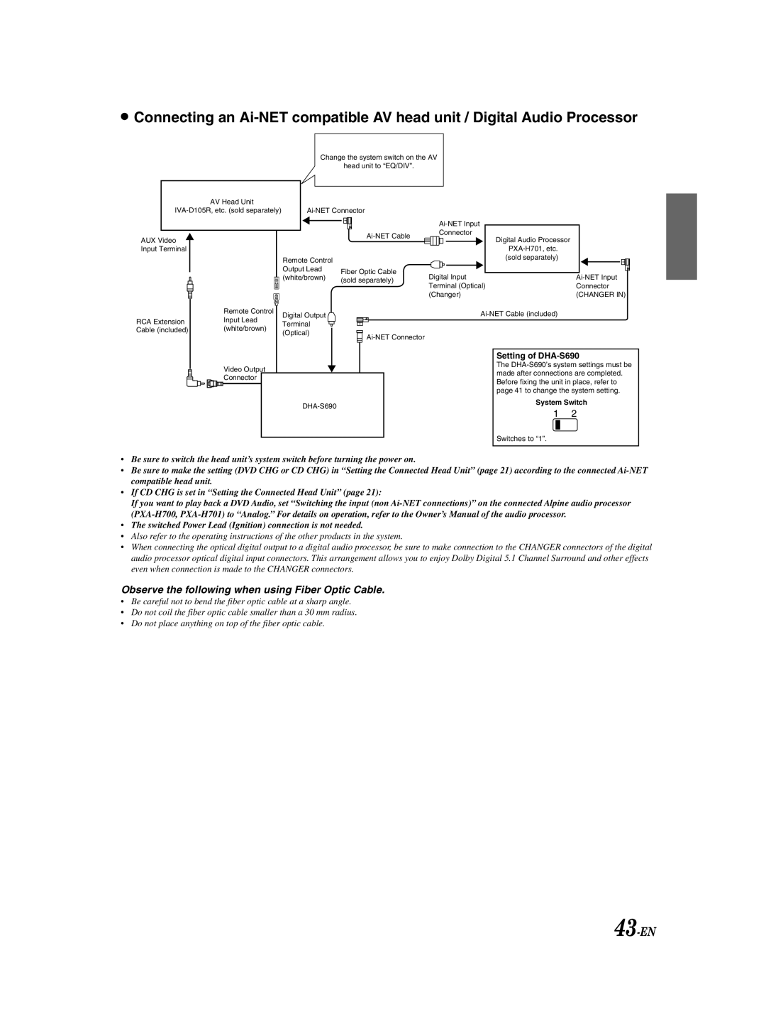 Alpine DHA-S690 owner manual 43-EN, Changer 