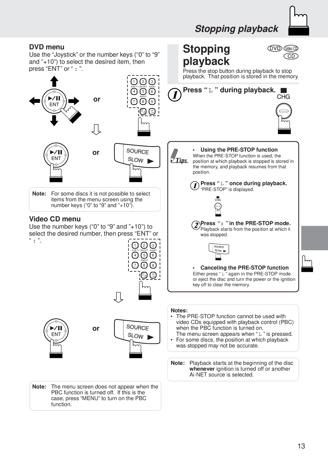 Alpine DVA-5205 owner manual Playback, Stopping playback 