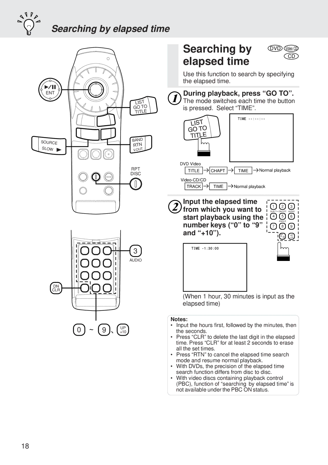 Alpine DVA-5205 owner manual Elapsed time, Searching by elapsed time 