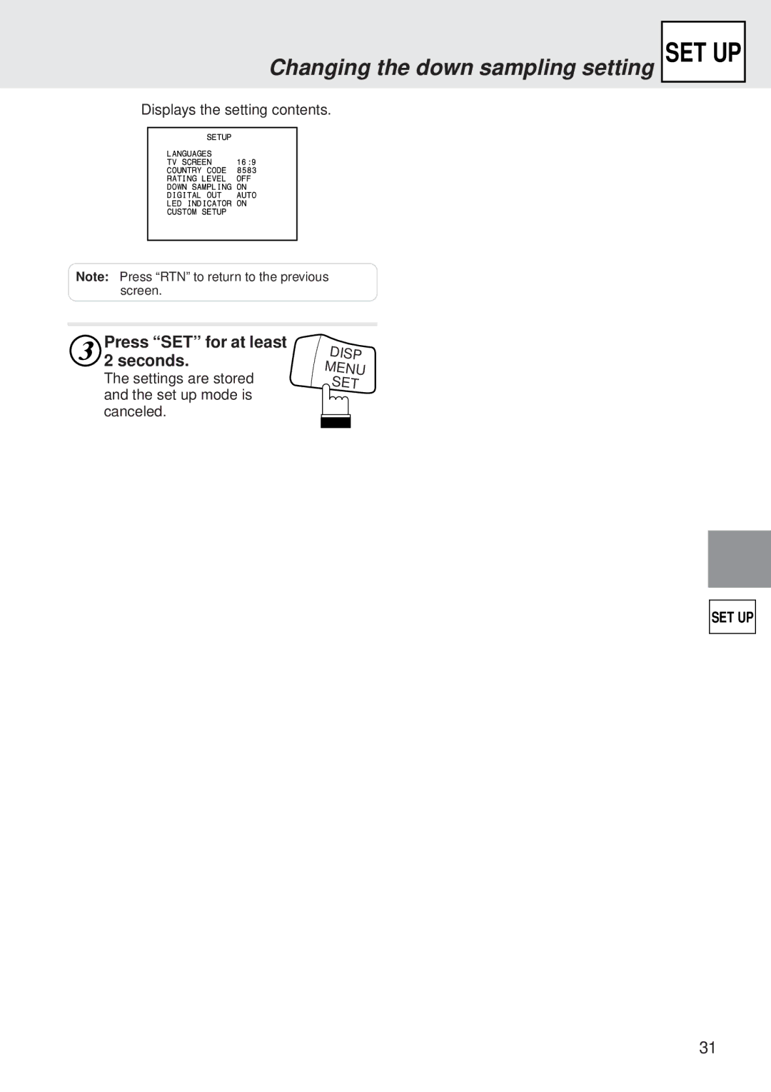 Alpine DVA-5205 owner manual Set Up 