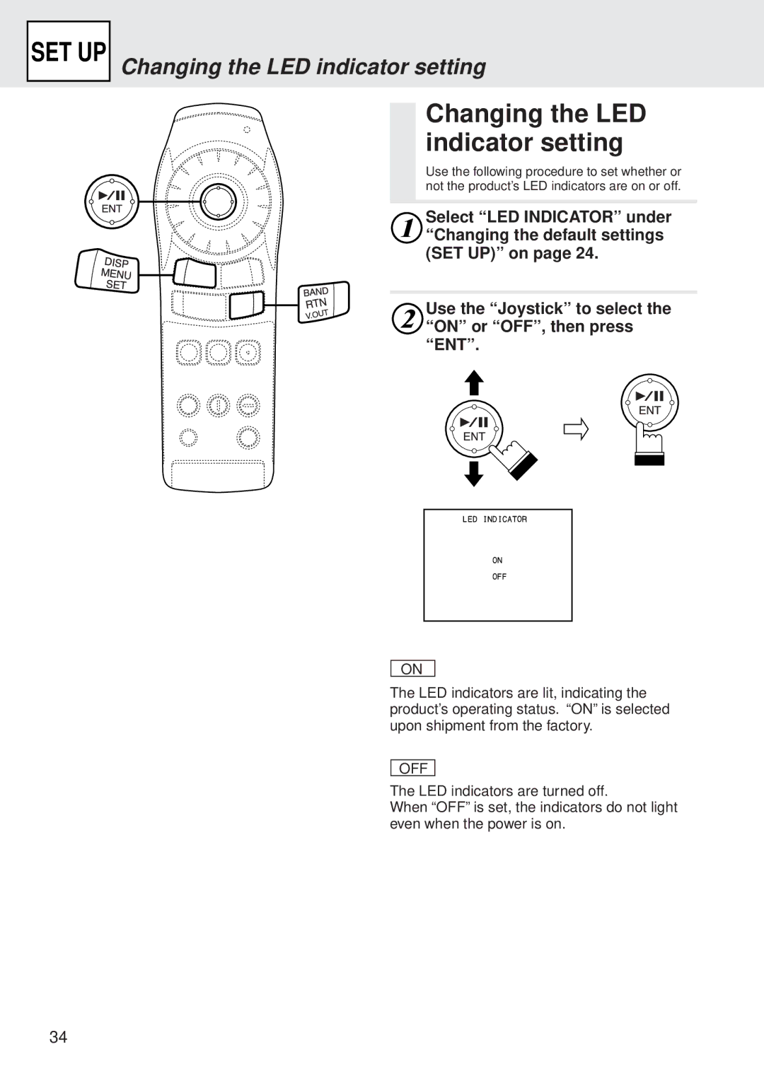 Alpine DVA-5205 owner manual Indicator setting, Changing the LED indicator setting 