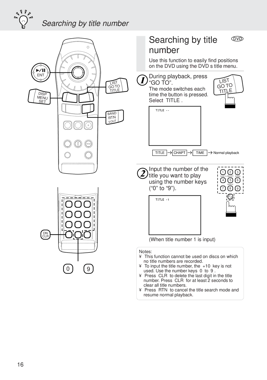 Alpine DVA-5205E owner manual Number, Searching by title number 