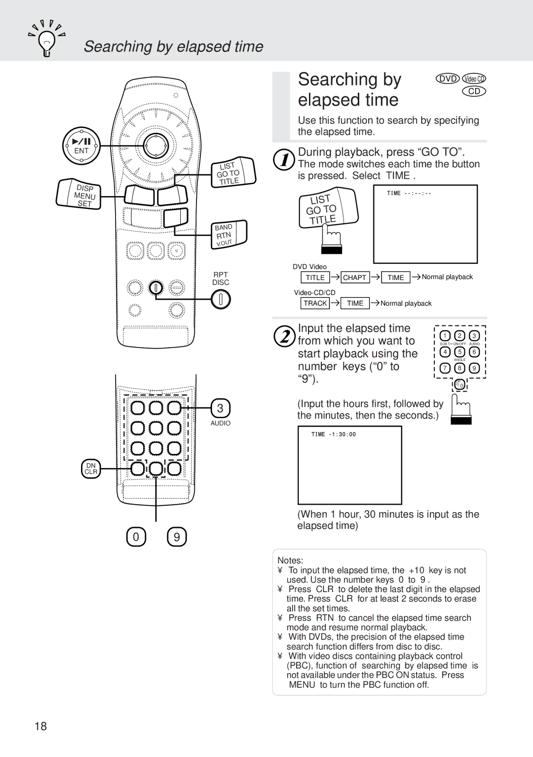 Alpine DVA-5205E owner manual Elapsed time, Searching by elapsed time, Input the elapsed time From which you want to 