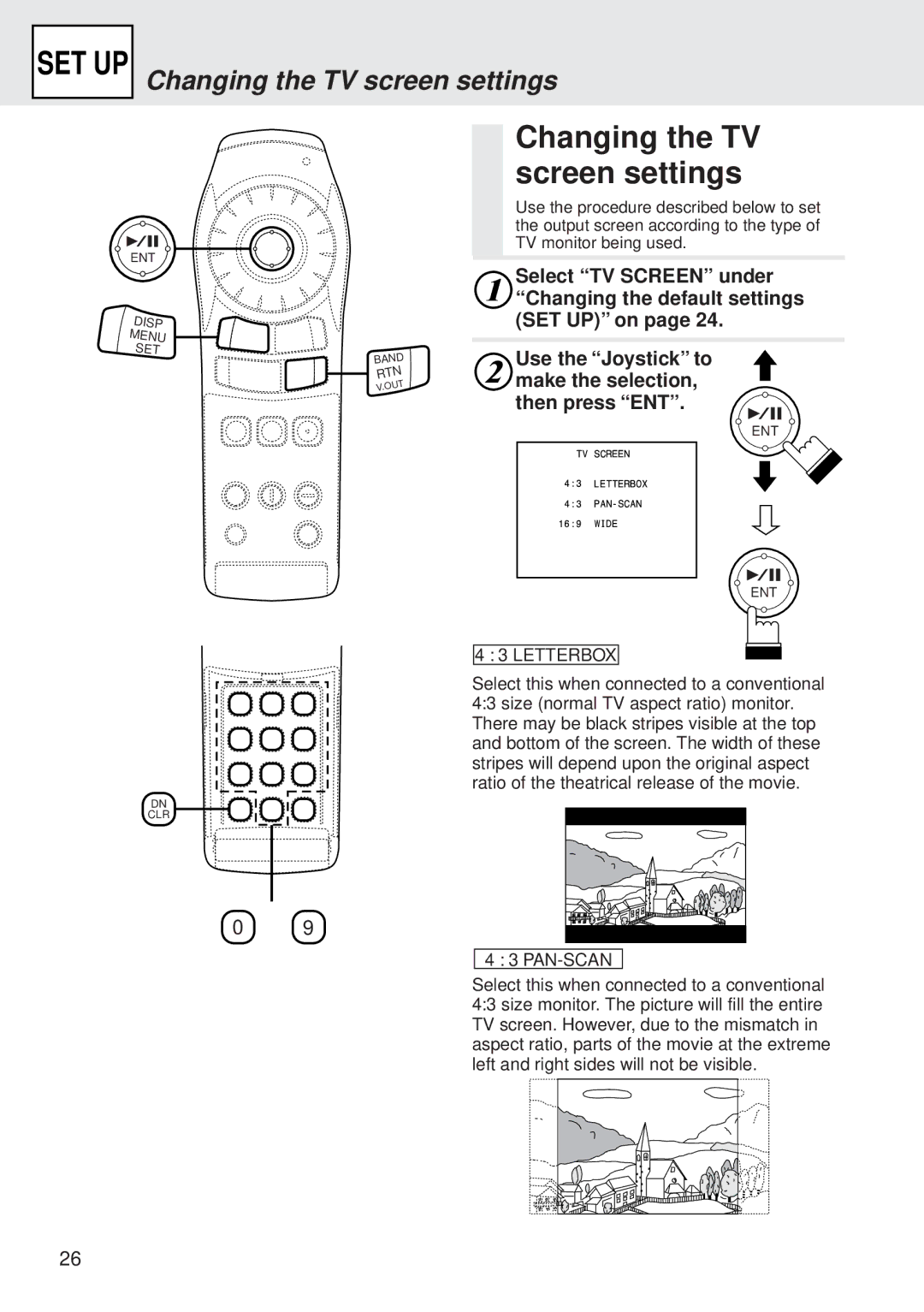 Alpine DVA-5205E owner manual Changing the TV screen settings, Use the Joystick to make the selection, then press ENT 