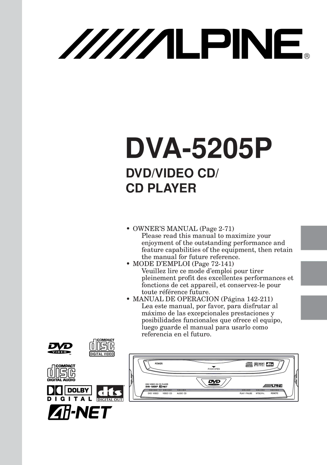 Alpine DVA-5205P owner manual 