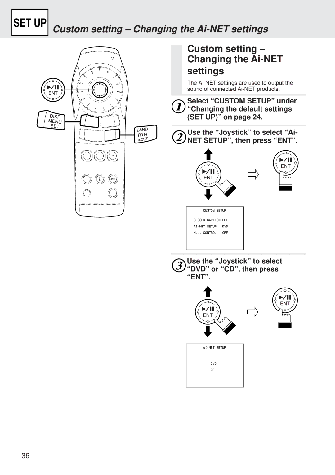 Alpine DVA-5205P owner manual Custom setting Changing the Ai-NET settings, Settings 