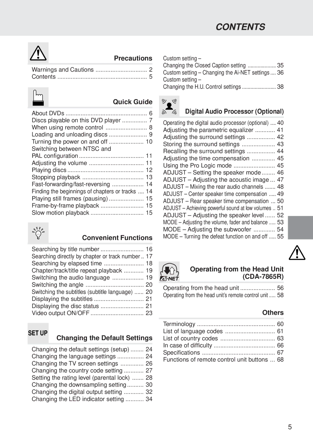 Alpine DVA-5205P owner manual Contents 