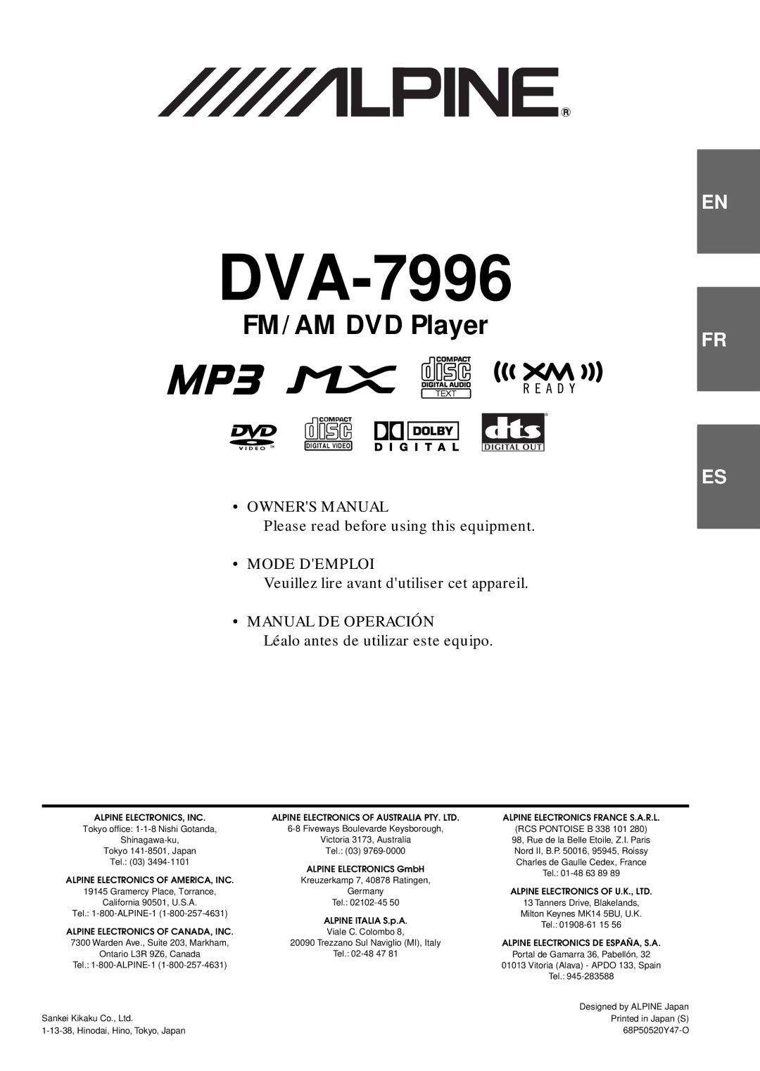 Alpine DVA-7996 owner manual 