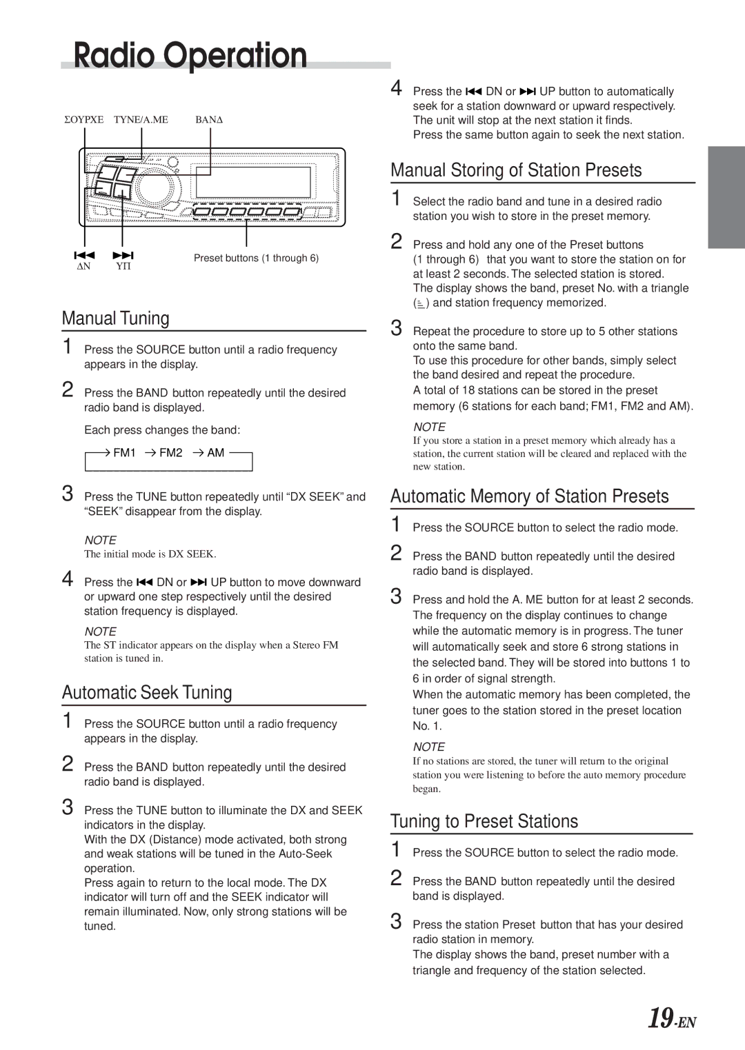 Alpine DVA-7996 owner manual Radio Operation 