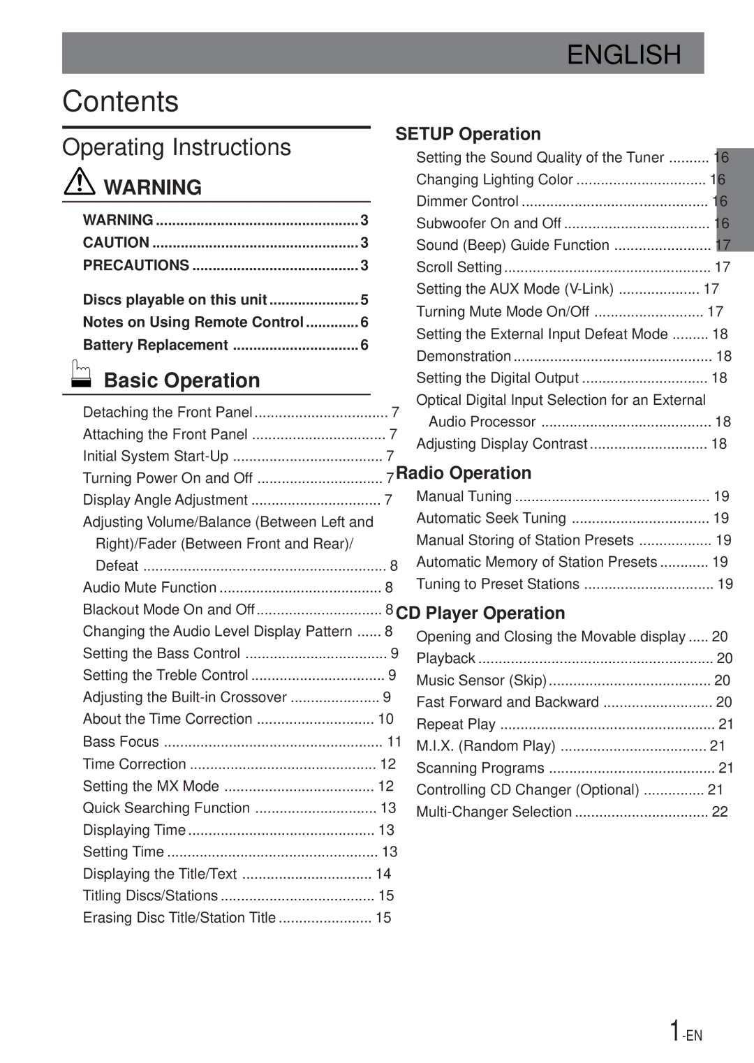 Alpine DVA-7996 owner manual Contents 