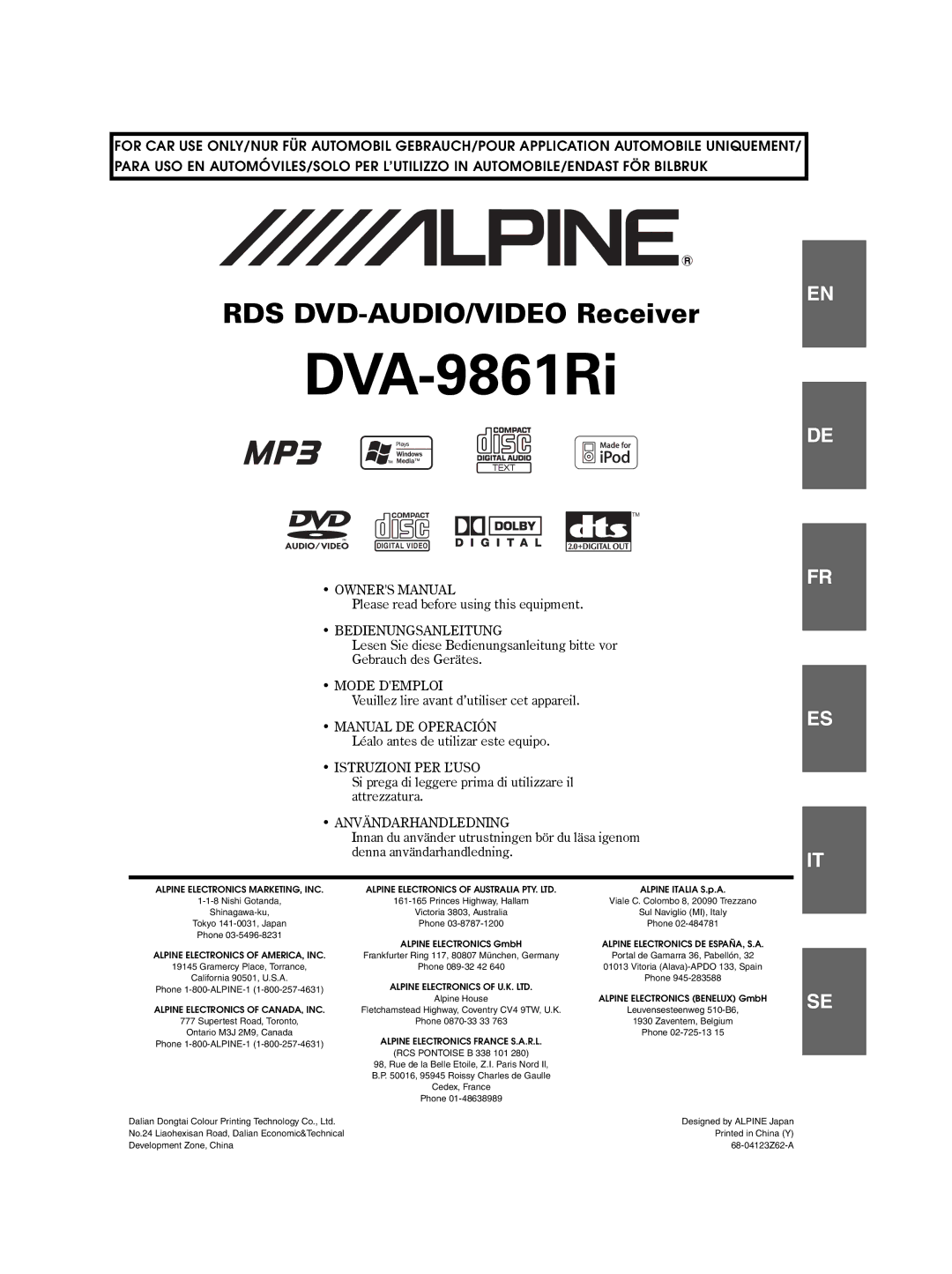 Alpine DVA-9861Ri owner manual 