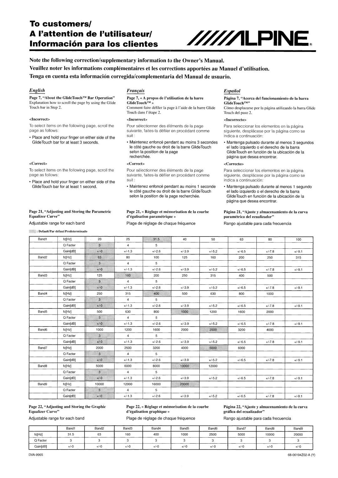 Alpine DVA-9965 owner manual 