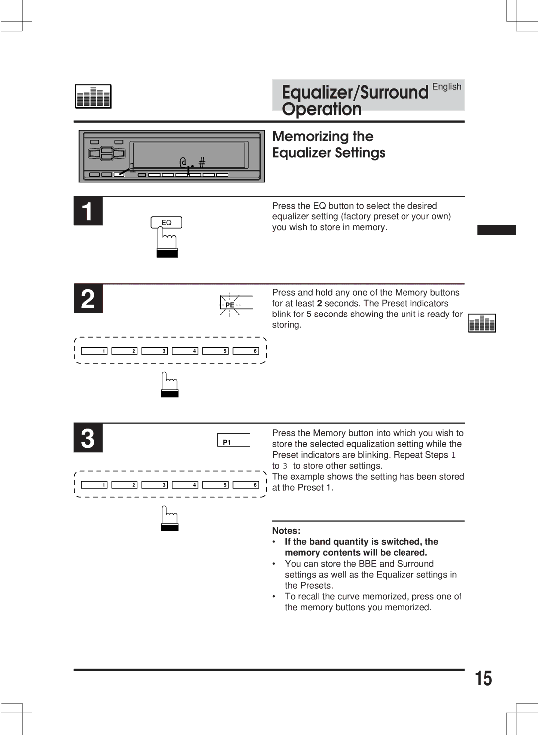 Alpine ERA-G311 owner manual Memorizing Equalizer Settings 