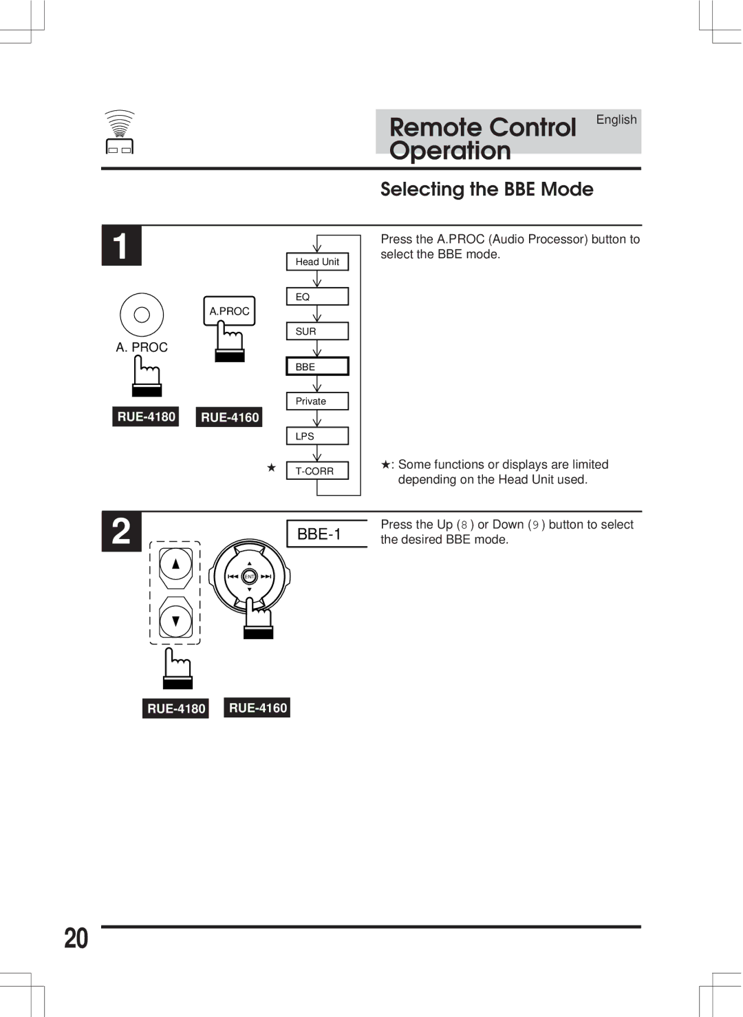 Alpine ERA-G311 owner manual Selecting the BBE Mode 