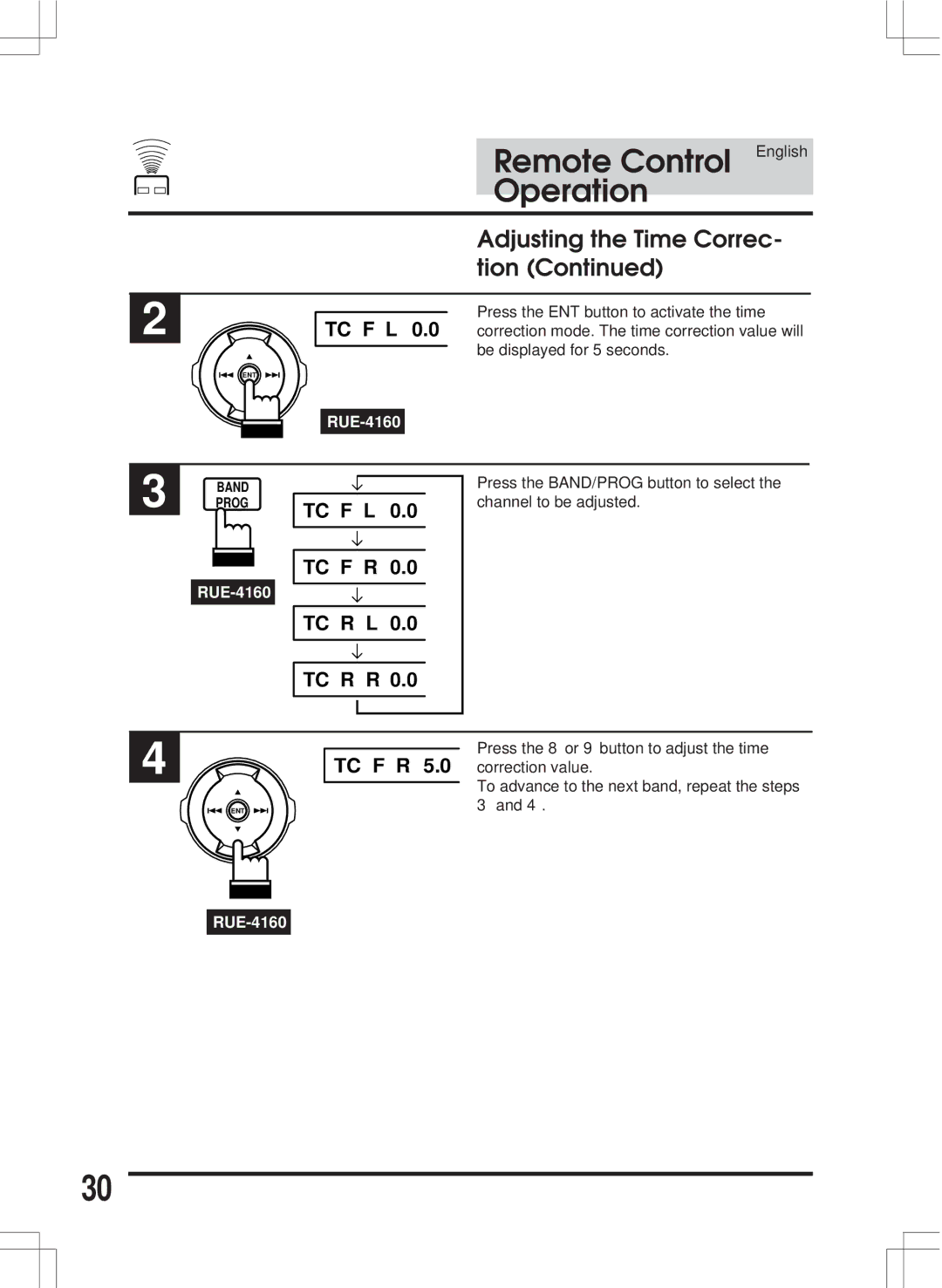 Alpine ERA-G311 owner manual Adjusting the Time Correc- tion, Tc F L Tc F R Tc R L Tc R R 