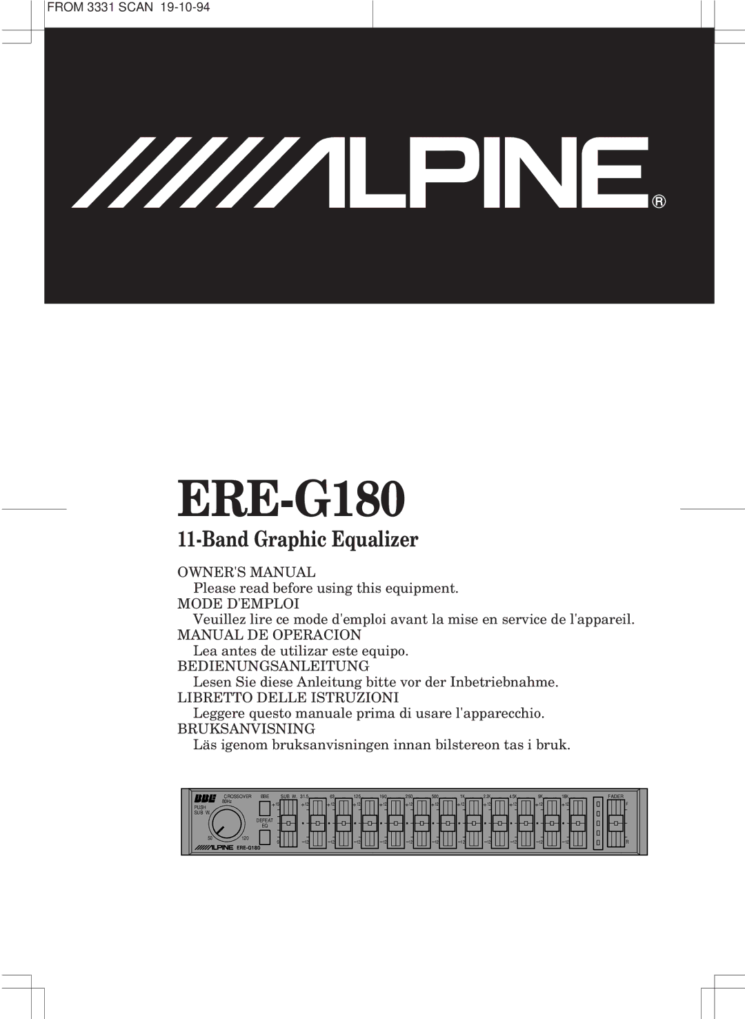 Alpine ERE-G180 owner manual Français Español 